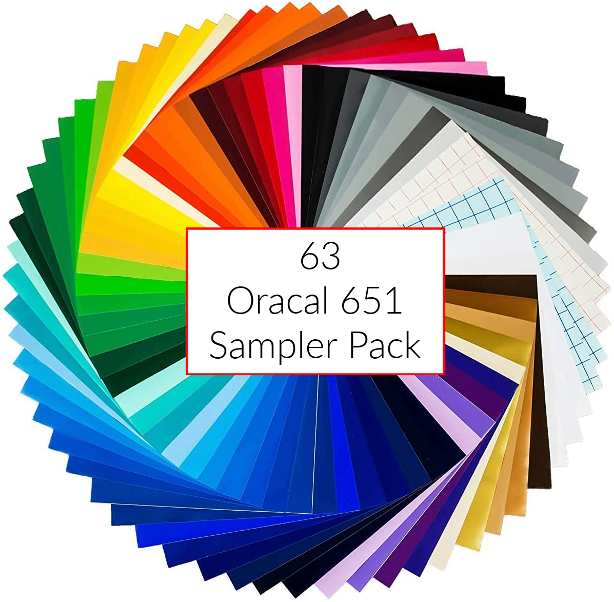 63 Colors Oracal 651 Permanent Outdoor Adhesive Vinyl Sampler Pack