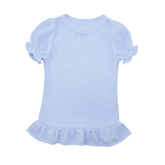 100% White Polyester Ruffle Shirt for Girls