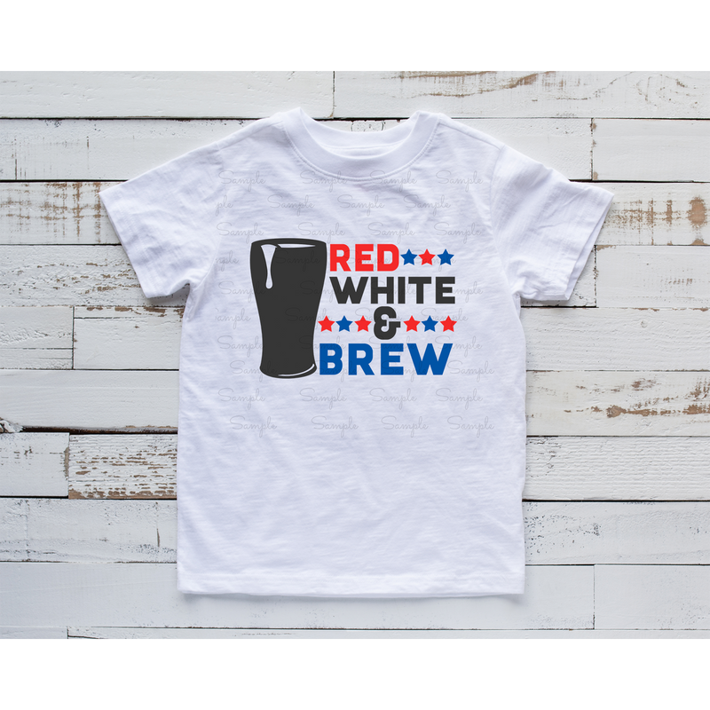 Red, White, and Brew Ready to Press Transfer